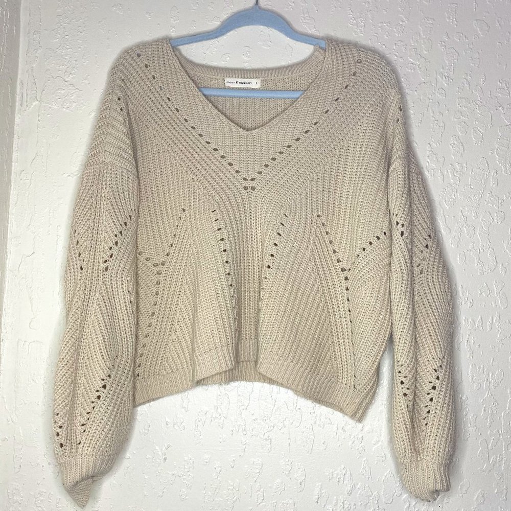 Oversized Cropped Beige Sweater